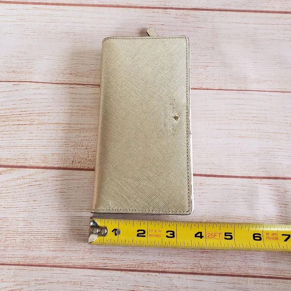 Kate Spade Saffiano Leather Metallic Wallet with Gift Box